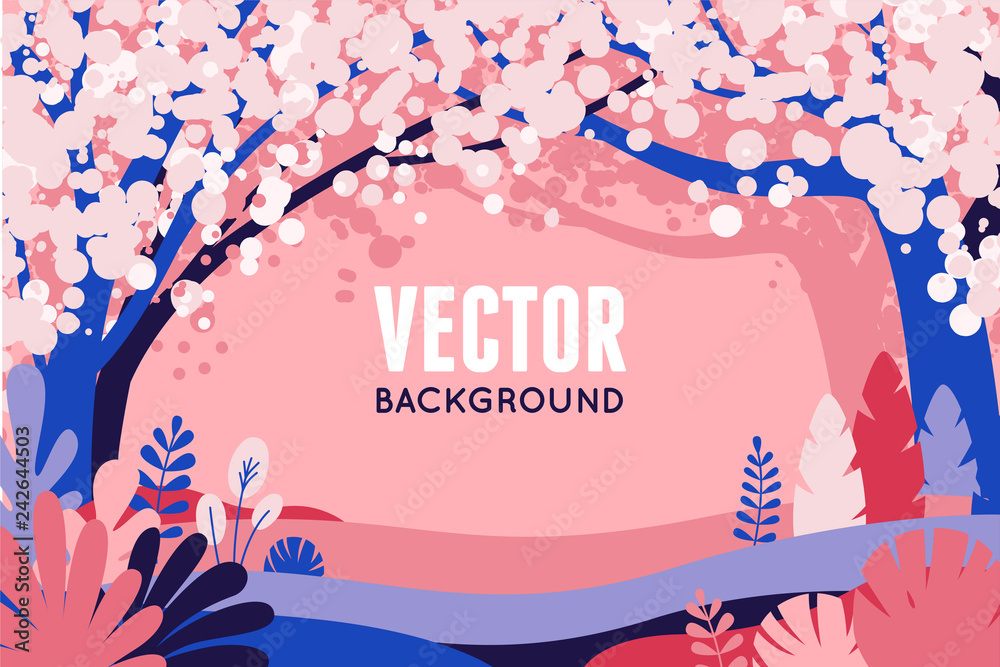 Aufkleber vector illustration in trendy flat simple style - spring background