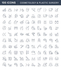 Set Vector Line Icons of Cosmetology and Plastic Surgery.