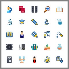 25 study icon. Vector illustration study set. test tube and microscope icons for study works