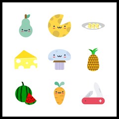 9 cut icon. Vector illustration cut set. watermelon and carrot icons for cut works