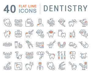 Set Vector Line Icons of Dentistry.