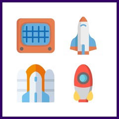 4 mission icon. Vector illustration mission set. rocket and monitor icons for mission works