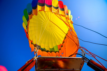 hot air multicolor ballon photo from down