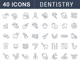 Set Vector Line Icons of Dentistry.
