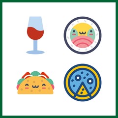 4 food icon. Vector illustration food set. sushi and pizza icons for food works