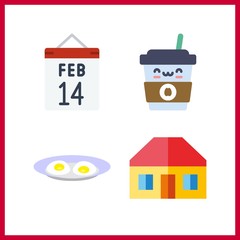 4 wooden icon. Vector illustration wooden set. coffee cup and omelette icons for wooden works