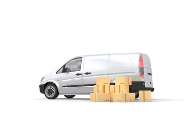Delivery truck on background. 3D rendering.