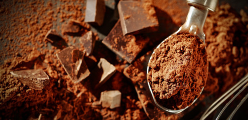 Darksweet chocolate. Hero product shot photo. Free space for your text. 