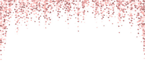 Pink heart love confettis. Valentine's day falling