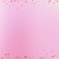 Red heart love confettis. Valentine's day borders 