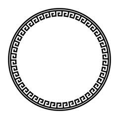 Greek key round frame. Typical egyptian, assyrian and greek motives circle border. Arabic geometric texture. Islamic Art. Abstract geometric. Vector and illustration.