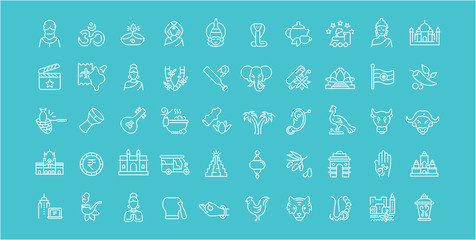 Set of Line Icons of India.