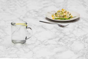 The salad on the plate