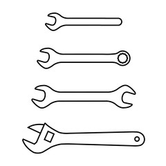wrench line icon, logo on white background