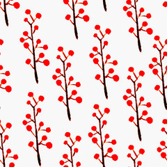 Cute watercolor floral seamless pattern. Red boho 