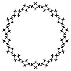 Islamic geometric figures ornament round frame. Arabic circle border. Vector and illustration.