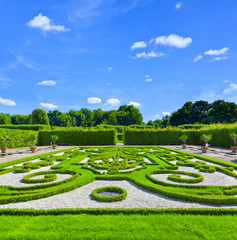 View of the baroque park of Herrenhaeuser Gaerten in Hannover, Germany.