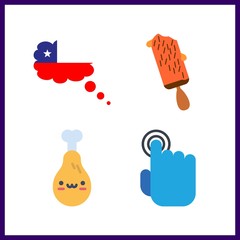 4 kitchen icon. Vector illustration kitchen set. chicken leg and tap icons for kitchen works