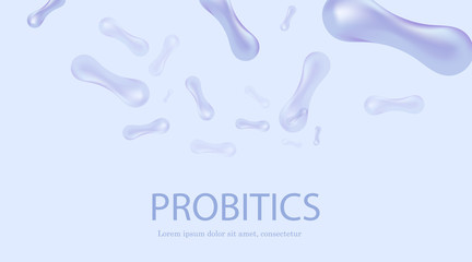 Probiotics Bacteria Vector illustration. Biology, Science background. Microscopic bacteria closeup.