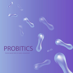 Probiotics Bacteria Vector illustration. Biology, Science background. Microscopic bacteria closeup.