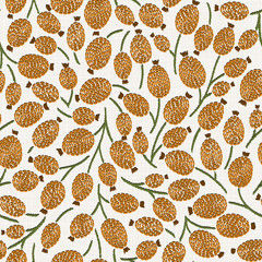  Embroidery floral seamless pattern on linen cloth texture