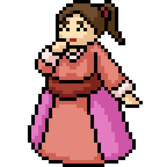 Obraz premium vector pixel art fat woman dress