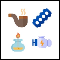 4 fuel icon. Vector illustration fuel set. burner and pipe icons for fuel works