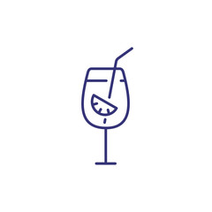 Aperol spirits line icon. Flute, lime, straw. Cocktail concept. Can be used for topics like alcoholic drinks, bar, party