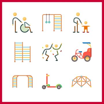 9 active icon. Vector illustration active set. disabled and dancing icons for active works