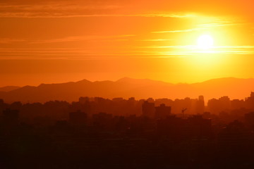 Aerial view of a city and landscape