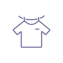 Drying line icon. String, clothespin, hanging t-shirt. Laundry concept. Can be used for topics like warning sign, garment care, laundering