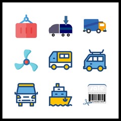 9 shipment icon. Vector illustration shipment set. ship and ship propeller icons for shipment works