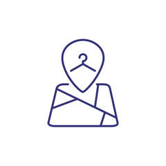 Laundry location line icon. Mark pointer, pin, map. Laundry concept. Can be used for topics like city, navigation, guide