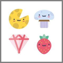 4 cut icon. Vector illustration cut set. mushroom and diamond icons for cut works