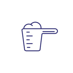 Measuring spoon line icon. Container, powder, scale. Laundry concept. Can be used for topics like laundromat, instruction, guide