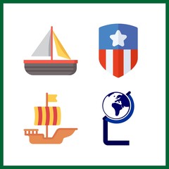 4 wind icon. Vector illustration wind set. usa and sailing boat icons for wind works