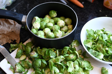 Preparation of brussel sprouts for cooking