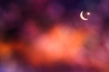 abstrakter festlicher hintergrund mit mondsichel und stern