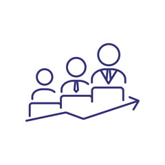 Career growth line icon. Worker, ladder, position. Career concept. Vector illustration can be used for topics like working, business, office job