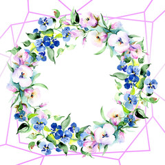 Bouquet flowers. Watercolor background illustration set. Watercolour drawing frame border ornament square.