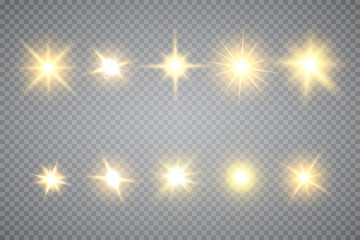 White glowing light explodes on a transparent background. Sparkling magical dust particles. Bright Star. Transparent shining sun, bright flash.