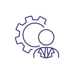 Worker line icon. Person, gear, working, Career concept. Vector illustration can be used for topics like work, job, office