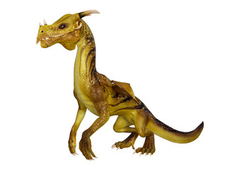 3D Rendering Fairy Tale Dragon on White