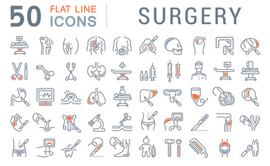 Set Vector Line Icons of Surgery.