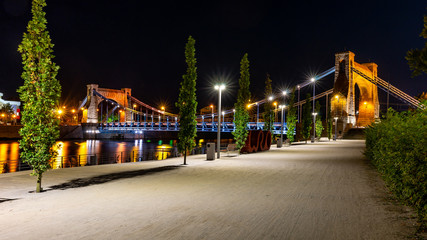 Wrocław nocą, Most Grunwaldzki - obrazy, fototapety, plakaty