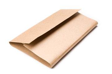 Cardboard book mailer on white background.