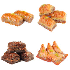  Turkish delight sweets collage isolated on white