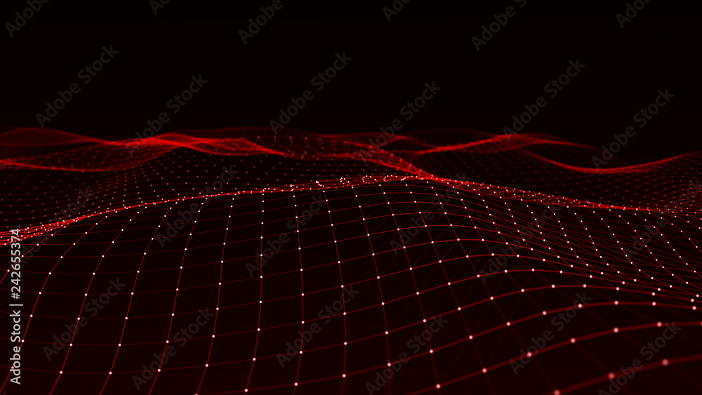 Poster abstract digital background with cybernetic particles. plexus geometric effect big data with compoun