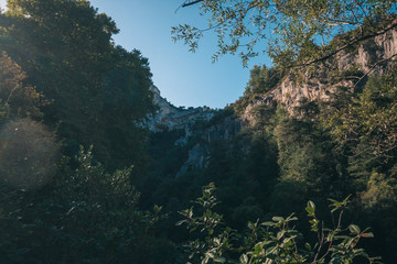 View in the mountains during hiking on the southern alpine gentle slope of France