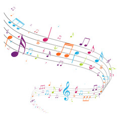 Colorful music notes background © radenmas